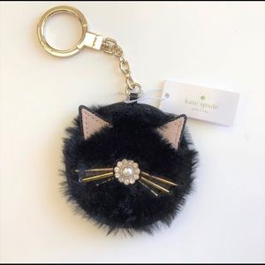 Kate Spade Cat Pouf Keychain Key FOB NWT